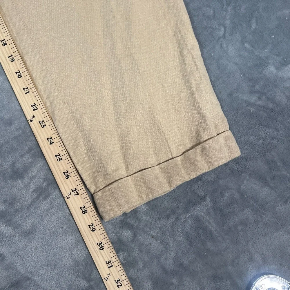 Vintage Polo Ralph Lauren Linen Pants Mens 35x32 (33x29) Pleated Beige VTG Chino